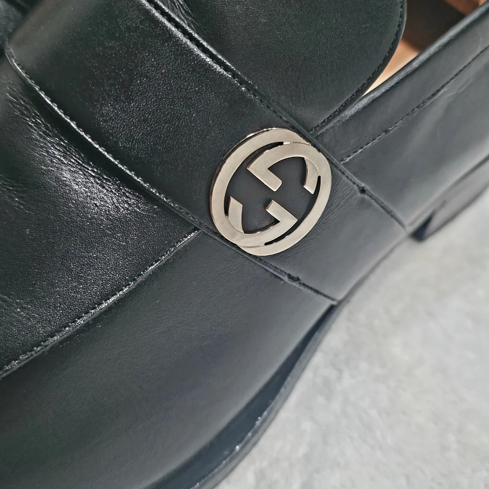 Gucci Black Leather Men’s Slip-On Loafers
